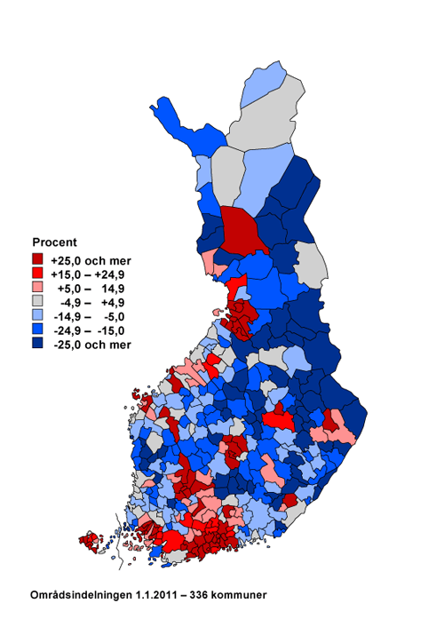 Figurbilaga 5. Frndringen av folkmngden kommunvis 1980–2010, procent 
