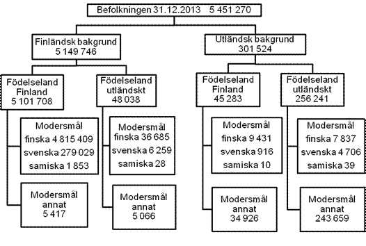 Figurbilaga 1. Befolkningen efter hrkomst, fdelseland och sprk 31.12.2013